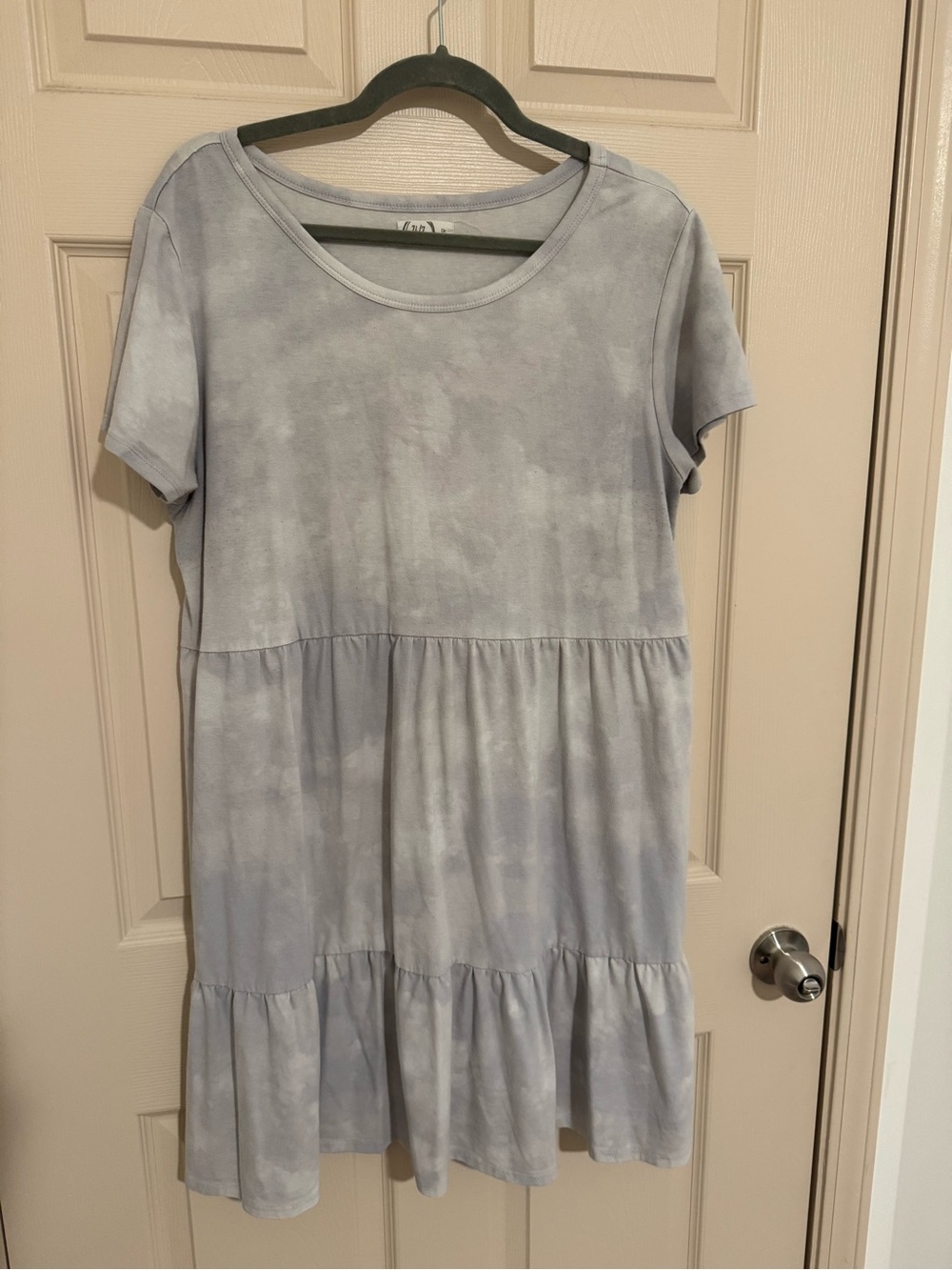 Light Blue Washed Tiered Tee Dress